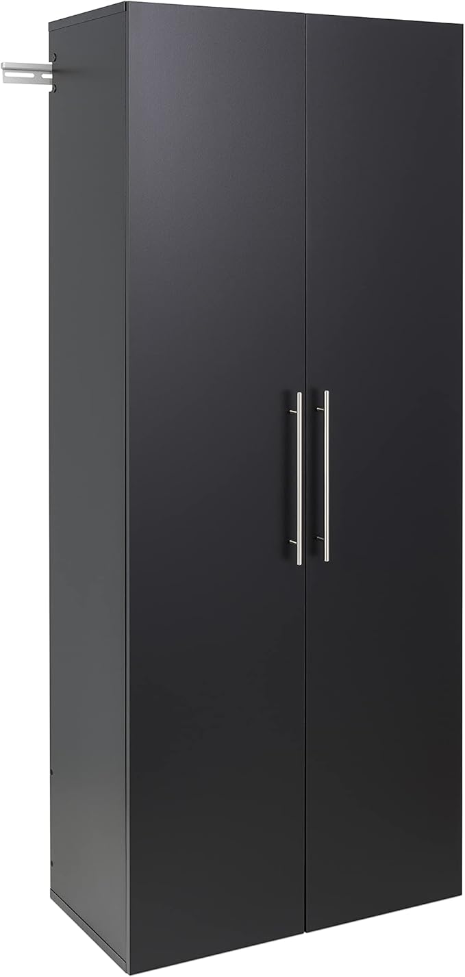 Prepac HangUps 30" Large Garage Cabinet, Bathroom Cabinet Wall Mount, Ideal for Garage, Kitchen and Laundry Organization 30" W x 72" H x 16" D, Black