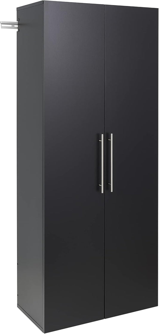 Prepac HangUps 30" Large Garage Cabinet, Bathroom Cabinet Wall Mount, Ideal for Garage, Kitchen and Laundry Organization 30" W x 72" H x 16" D, Black