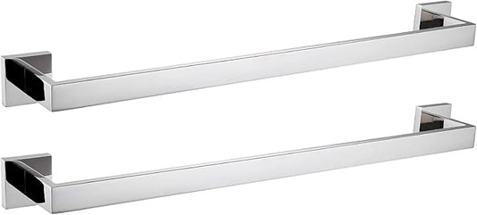 LANC Bath Towel Bars Chrome Polished 2 Pack 24-Inch Bathroom Towel Rail Square Towel Racks Kitchen Towel Holders Stainless Steel Wall Mount Silver Towel Hanger Towel Rods,A8804-6CP
