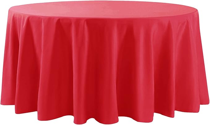 6 Pack Red Round Tablecloths 120 Inches Table Cloth Stain and Wrinkle Resistant Washable Polyester Table Cover Fabric for Party, Wedding,Dining,and Banquet Decoration