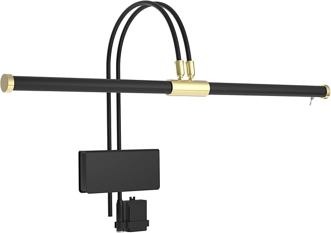 Cocoweb 22" LED Grand Piano Light in Black with Brass Accents with Dimmer Clip
