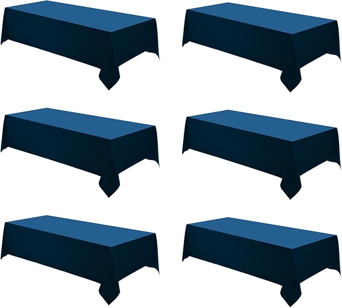 Rectangle Tablecloths 90x132 Inch 6 Pack Navy Blue Tablecloth for 6ft Washable Decorative Linen Polyester Table Cloths for 8ft Dining Table Banquets Buffet Parties and Wedding