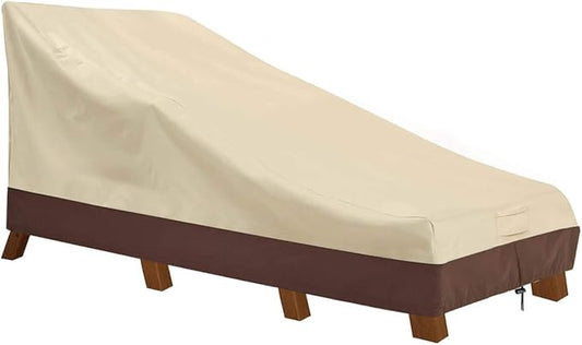 Vailge Waterproof Patio Chaise Lounge Cover, 600D Heavy Duty Outdoor Lounge Chair Covers,UV Resistant Patio Furniture Covers, Large, Beige & Brown