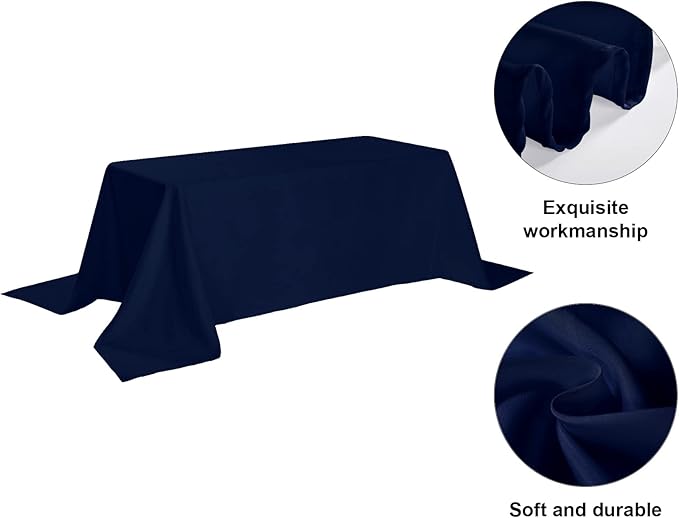 6 Pack Navy Blue Tablecloth 90 x 156 Inch Table Cloth for 8 Foot Rectangle Tables, Wrinkle Resistant Washable Polyester Fabric Table Covers for Party, Wedding,Dining,and Banquet