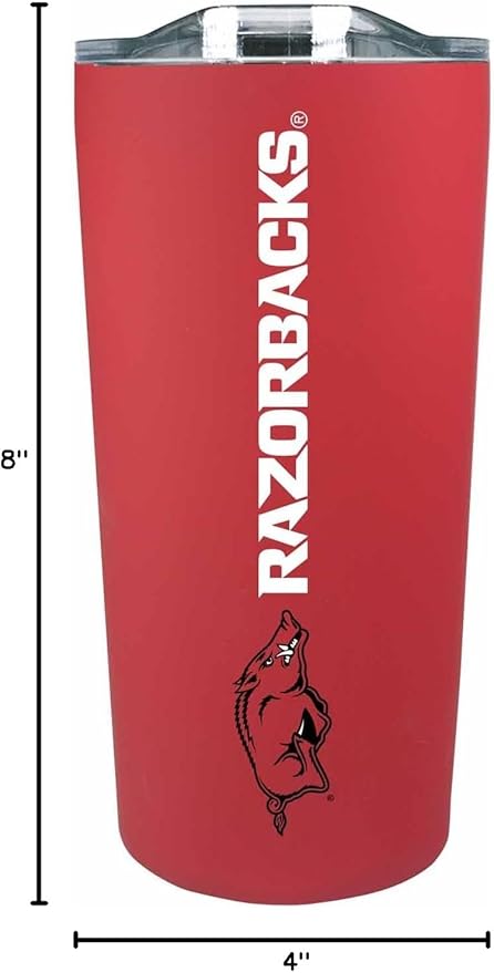 Campus Colors NCAA Stainless Steel Tumbler perfect for Gameday - 18 oz - Double Walled - Keeps Drinks Perfectly Insulated (Arkansas Razorbacks - Cardinal)