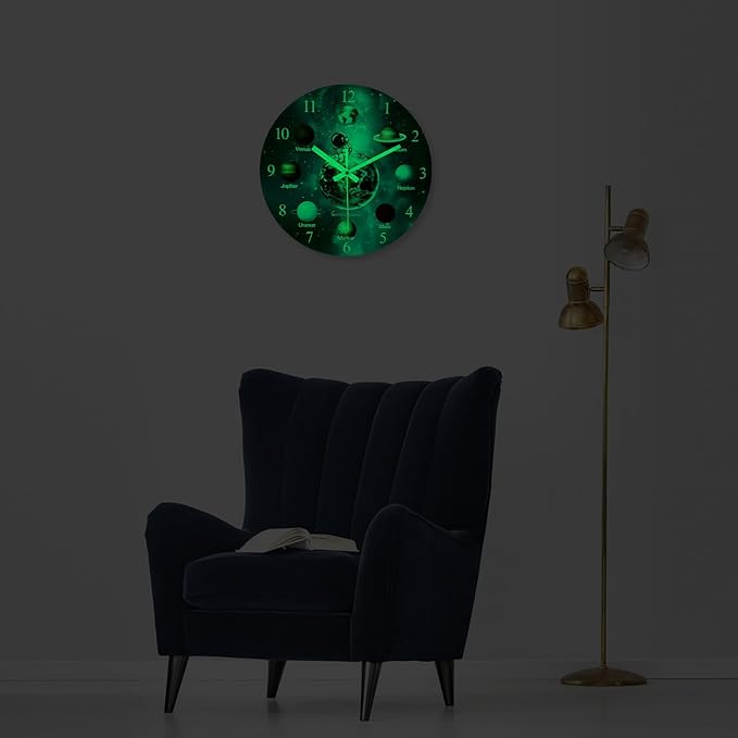 Analog Glow in The Dark Wall Clock for Teenager Bedroom Large Wall Clocks Battery Operated 16 Inch Silent Wall Clock Modern