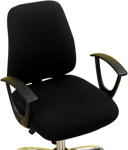 Computer Office Chair Cover, Split Protective & Stretchable Rotating Armchair Slipcover, Washable Dining Chairs Covers (Black)