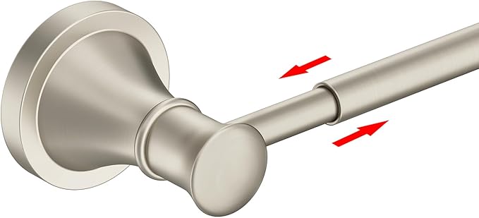 BESy Adjustable Bronze 16 to 26 Inch Bath Towel Bar Rack for Bathroom Towel Holder, Wall Mounted Towel Bar Rod Hanger Bathroom Hardware Accessories Hotel Style, Stainless Steel, Brushed Nickel