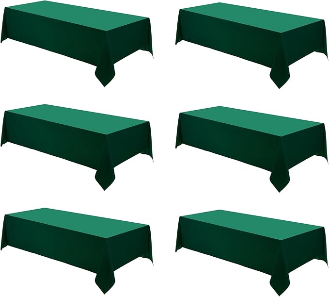Rectangle Tablecloths 90x132 Inch 6 Pack Dark Green Tablecloth for 6ft Washable Decorative Linen Polyester Table Cloths for 8ft Dining Table Banquets Buffet Parties and Wedding