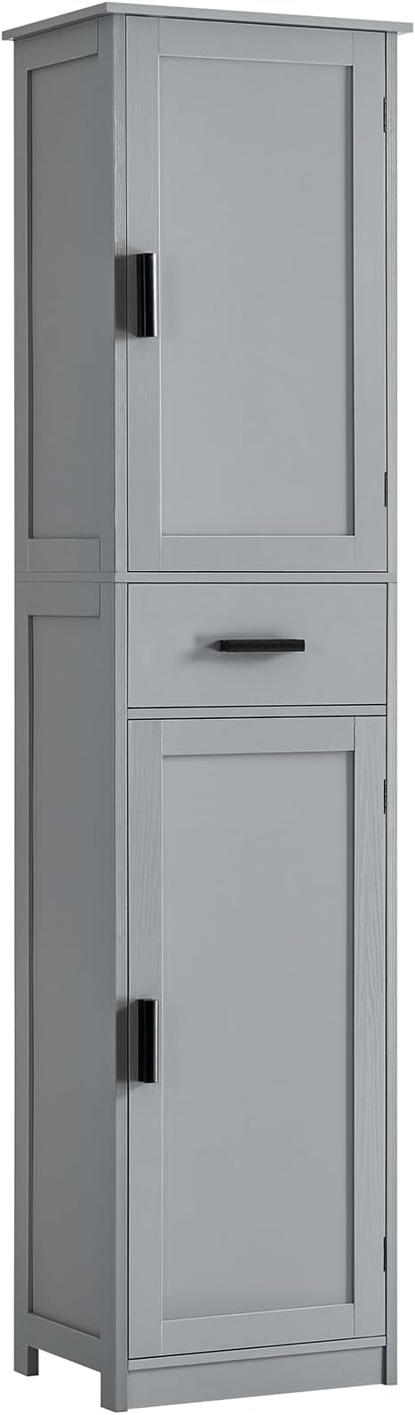 usikey 67“ Tall Bathroom Cabinet, Storage Cabinet with 4 Shelves & 2 Doors, Narrow Storage Cabinet for Bathroom, Living Room, Home Office, Greige