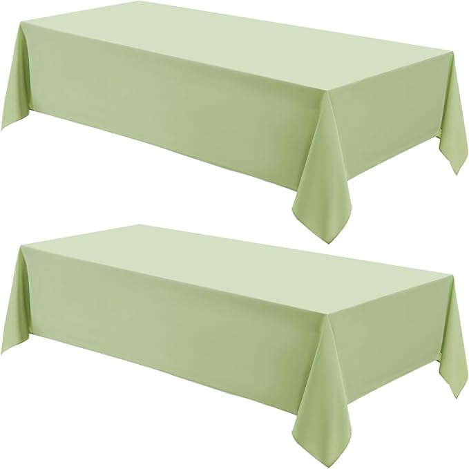 Rectangle Tablecloths 90x132 Inch 2 Pack Sage Green Tablecloth for 6ft Washable Decorative Linen Polyester Table Cloths for 8ft Dining Table Banquets Buffet Parties and Wedding