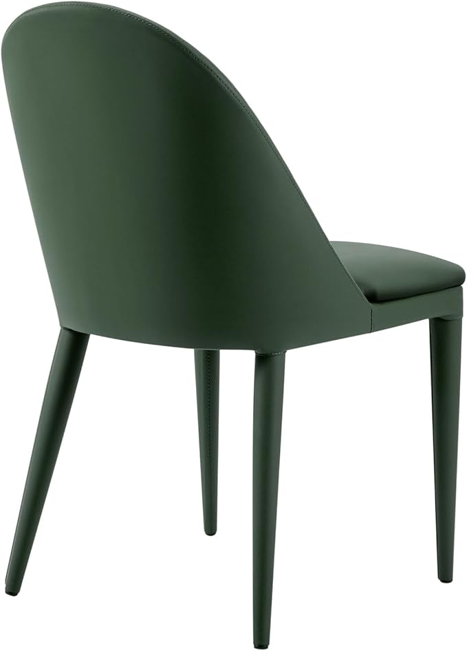 Dining Chairs Set of 2, Modern Full Assembled Faux Leather Kitchen Chairs Upholstered Side Chair with Backrests, Dinner Chairs for Kitchen Dinning Room, Jade Green