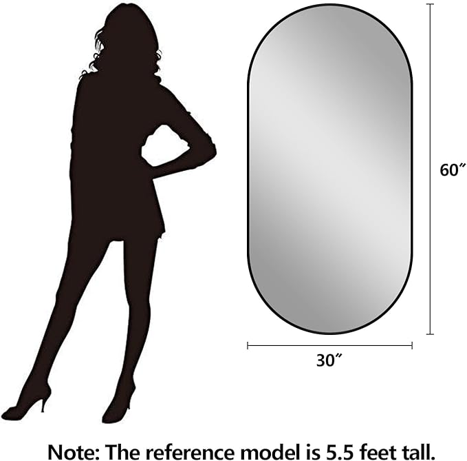 Oval Full Length Mirror, 60"×30" Wall-Mounted Mirror with Metal Frame, Ultra-Clear Explosion-Proof Dressing Mirror, Simple and Classic Deco for Cloakroom/Bedroom/Living Room, Gold