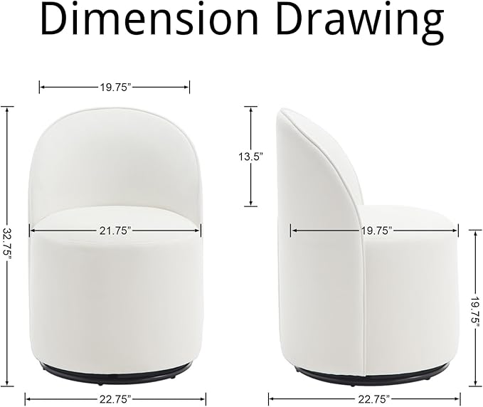 Modern Barrel Dining Chairs Set of 4, Swivel Base White Accent Chair 360°Rotating Vanity Chair Mid-Century Dining Side Chair Kitchen Chair for Living Room, Bedroom, Home, Office, Kitchen