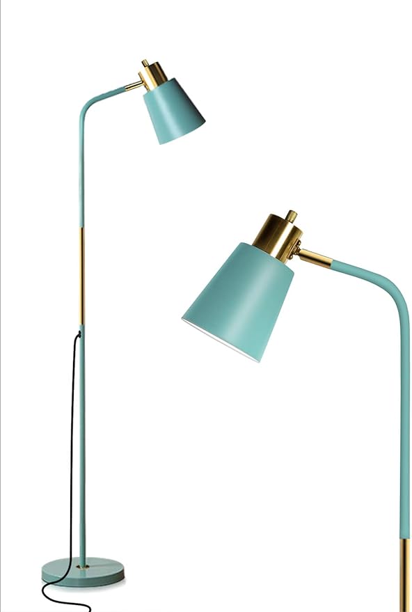 Floor Lamp, Industrial Floor Lamps for Living Rooms Rustic Farmhouse Reading Standing Floor Lamp Adjustable Metal Heads Indoor Task Lighting for Living Room Bedroom Office Home Décor (Green)