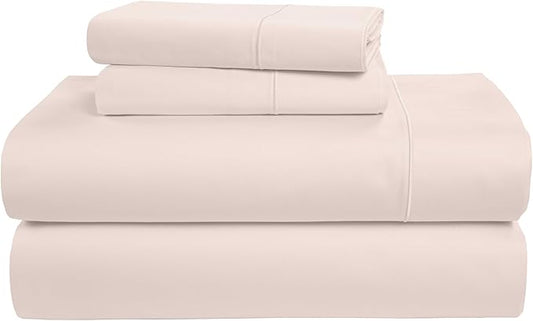 LANE LINEN 100% Egyptian Cotton Bed Sheets sábanas Queen, Soft & Comfy Luxury Hotel Like Thick Bedding Sheets & Pillowcase Set, Machine Wash Cooling 15'' Queen Deep Pocket Sheet Set - Petal Pink