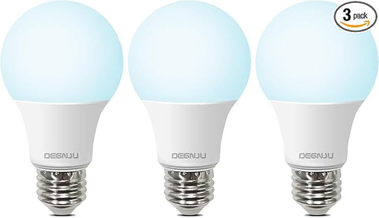 A19 LED Light Bulbs Daylight 5000K, 60 Watt Equivalent LED Bulbs, 800 LM, 15000 Hours, E26 Standard Base, Non-Dimmable, 8.5W Bright White LED Bulbs for Bedroom Living Room Home Office, 3 Pack