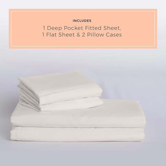 PeachSkinSheets Vanilla Bean Sheet Set - 1500tc Level of Softness - Extra Soft Cooling Sheets for Hot Sleepers and Night Sweats - Full Size