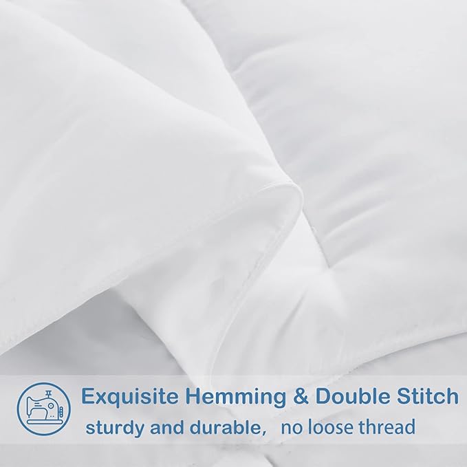 EASELAND Down Alternative Comforter Full Size- Quilted Duvet Insert for All Seasons, Soft Cozy with Corner Tabs, Summer Winter Warm Bedding, Pure White 82×86