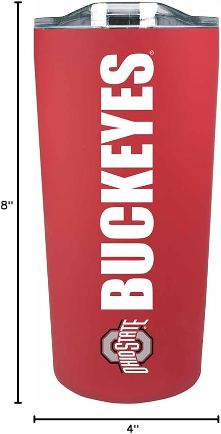 Campus Colors NCAA Stainless Steel Tumbler perfect for Gameday - 18 oz - Double Walled - Keeps Drinks Perfectly Insulated (Ohio State Buckeyes - Red)