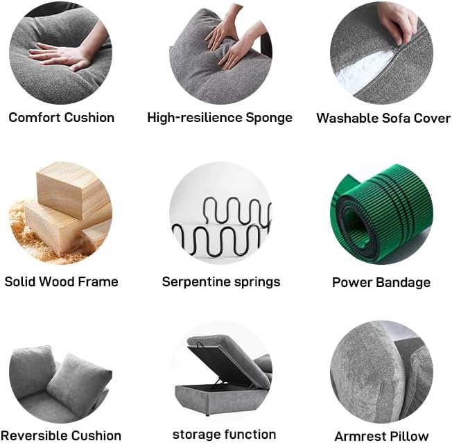 Cloud Modular Sectional Sofa Couch,160" Convertible Couches Wide 4 Seater Sofa for Living Room,Minimalist Deep Sofa Couches,Sofa Covers Washable&Replaceable(Grey)
