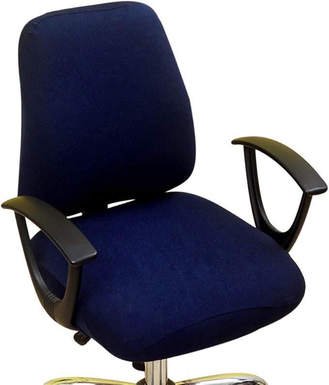 Computer Office Chair Cover, Split Protective & Stretchable Rotating Armchair Slipcover, Washable Dining Chairs Covers (Navy)