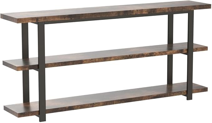 VANOMi 70.8 Inch Extra Long Console Table for Entryway, Narrow Hallway Table, Wood Sofa Table with 3 Tier Storage Shelves for Living Room