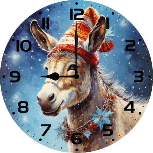 Donkey Wall Clock Large Silent Non-Ticking Battery Operated Modern Clocks for Living Room Decor/Bedroom/Office (12x12 in)