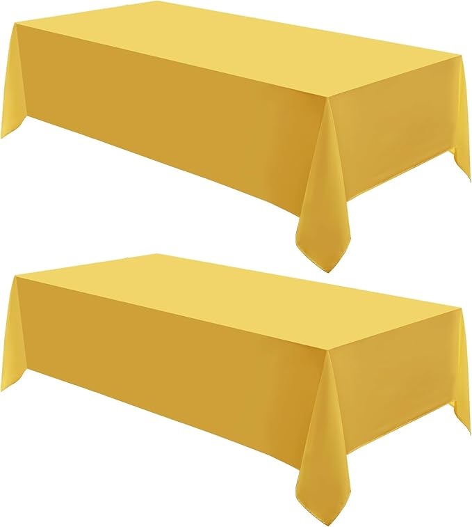 Rectangle Tablecloths 60x120 Inch 2 Pack Yellow Tablecloth for 6ft Washable Decorative Linen Polyester Table Cloths for 8ft Dining Table Banquets Buffet Parties and Wedding