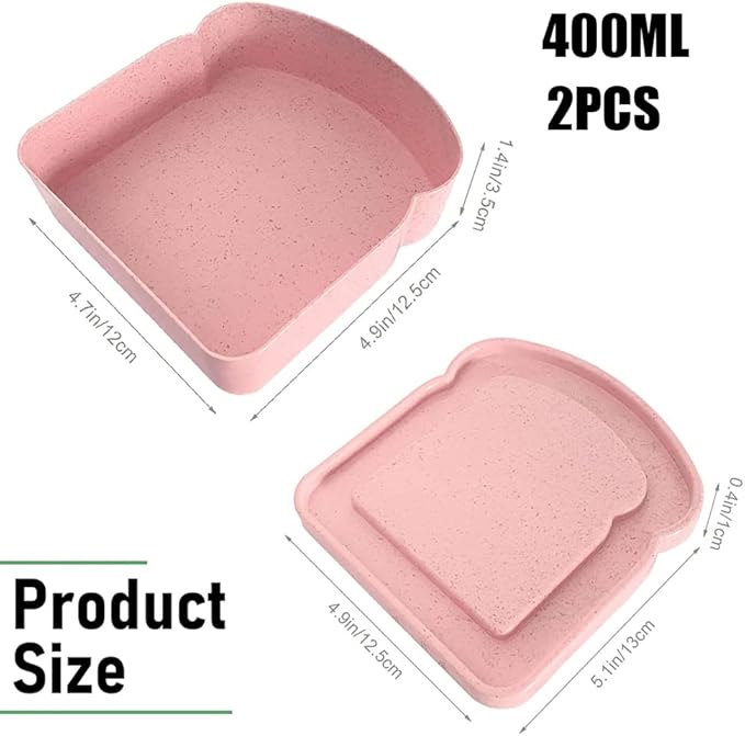 NADUSEP Sandwich Containers, 2 Pcs Sandwich Box Food Storage Toast Shape Holder Plastic for Lunch, Sandwich Keeper for Adults Prep Microwave (White Grey)