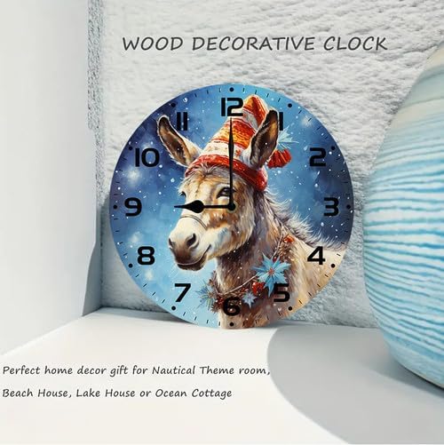 Donkey Wall Clock Large Silent Non-Ticking Battery Operated Modern Clocks for Living Room Decor/Bedroom/Office (12x12 in)