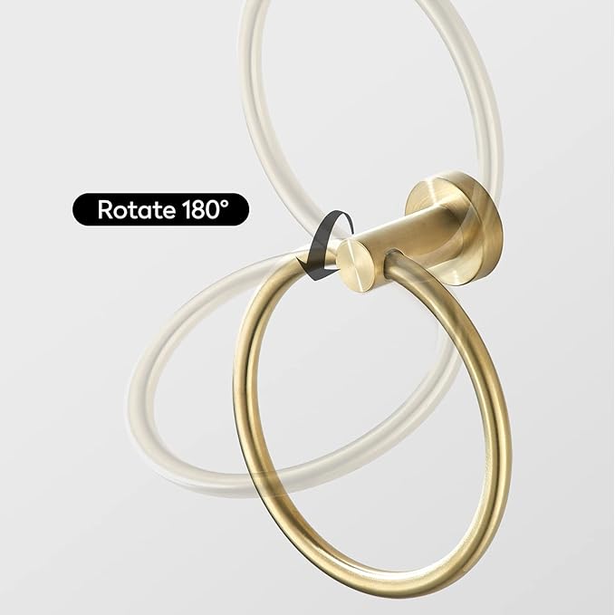Gold Bathroom Hardware Set, Brushed Gold Toilet Paper Holder Towel Ring 2 Robe Hooks Wall Mount Hand Towel Holder Bath Accessories Stainless Steel, 4 Pieces