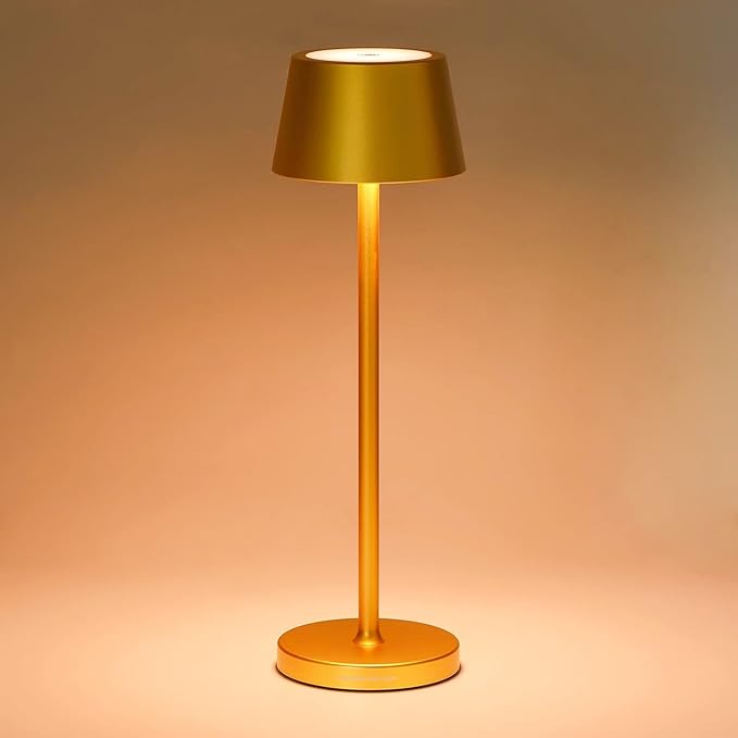 Rechargeable Table Lamp Set of 2,with Touch Dimming and IP54 Waterproof Function Desk Lamp,Suitable for Indoor and Patio Lighting Gold 2 Pcs