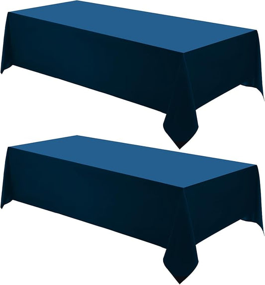 Rectangle Tablecloths 90x132 Inch 2 Pack Navy Blue Tablecloth for 6ft Washable Decorative Linen Polyester Table Cloths for 8ft Dining Table Banquets Buffet Parties and Wedding