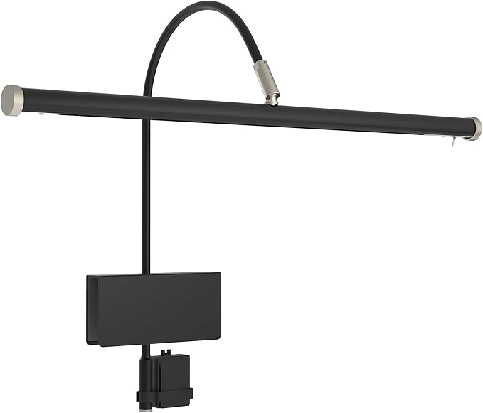 Cocoweb 19" LED Grand Piano Light in Black with Satin Nickel Accents with Dimmer Clip