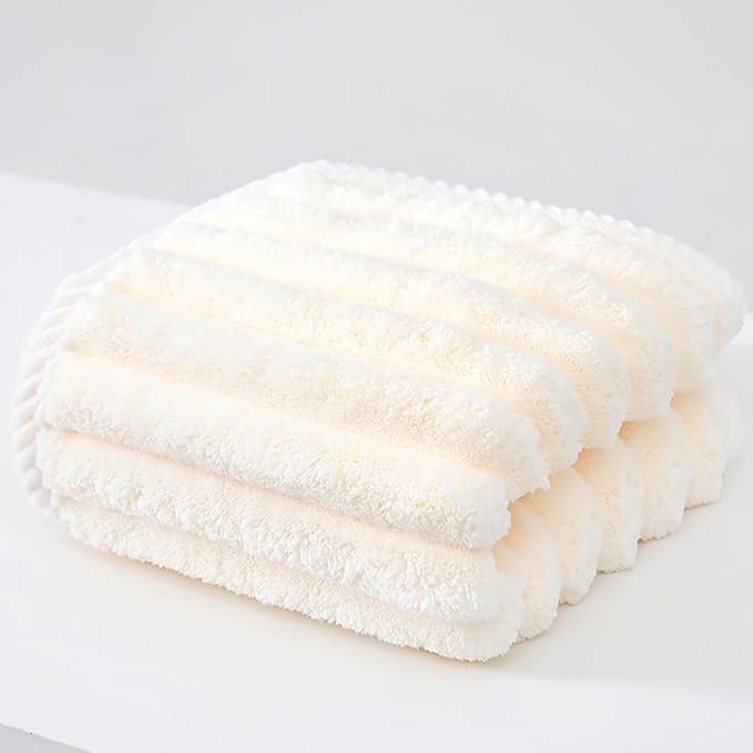 SOFTBATFY Soft Washcloths 12 Pack, High Absorbent Microfiber Ribbed Essential Washcloths for Bathroom, Home, Hotel, Spa, Beach, Pool, Gym (Washcloth - Set of 12, Beige)