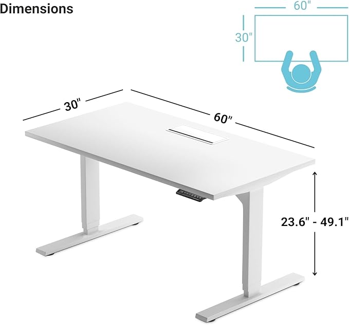 Progressive Desk Standing Desk 60x30. Dual Motor, 3 Stages Height Adjustable Stand up desks for Home Office, 60 inch - Bright Beech/Grey Frame