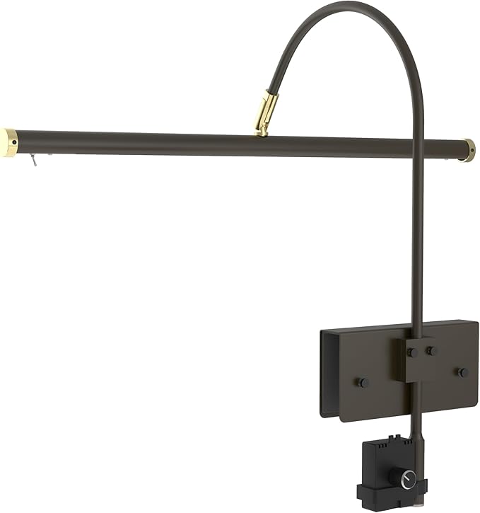 Cocoweb 19" LED Grand Piano Light in Mahogany Bronze with Brass Accents with Dimmer Clip