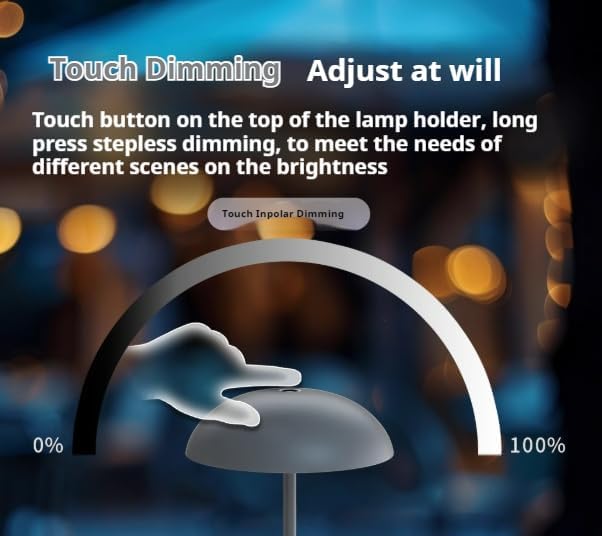 Multi-Scene LED Table lamp with Touch dimming and USB-C Charging. Delivers 6-8 Hours at max Brightness. Easy to Install and Carry. Suitable for The Outdoors, Dining Room, Bedroom, etc.