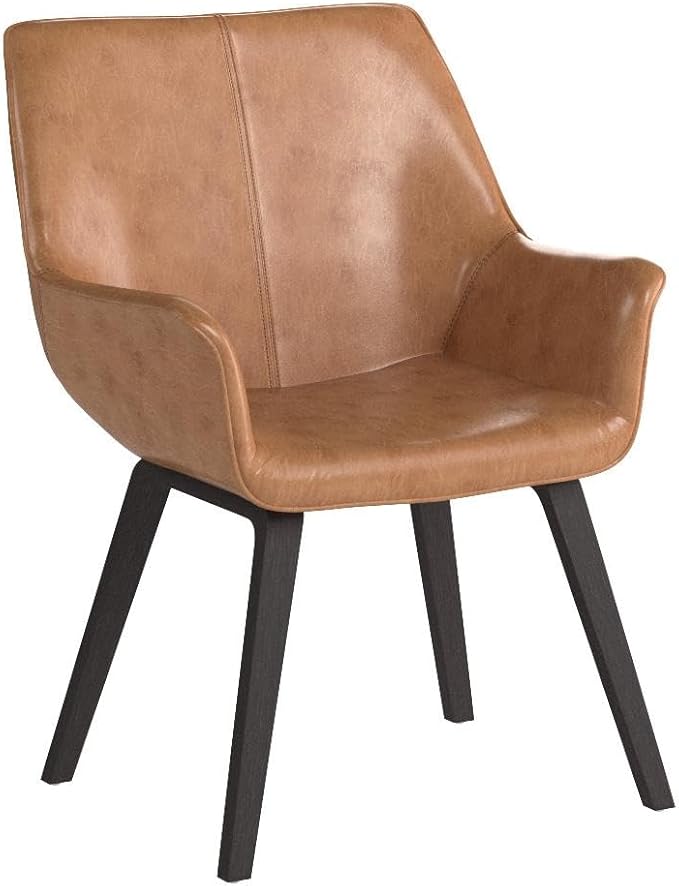 Yellow Set of 4 PU Leather Living Room Chairs Modern Upholstered Accent Chairs Dining Room Chairs (Yellow, 2)