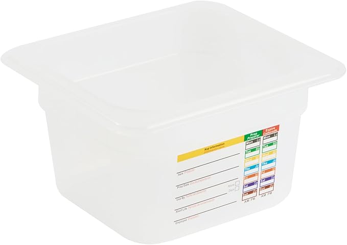 Restaurantware Food Pans Pack of 10 Plastic Square Food Containers 1/6 Size with Traceability Label, Storage Containers Dishwashable Hot Cold Friendly for Restaurants Buffet Commercial Use