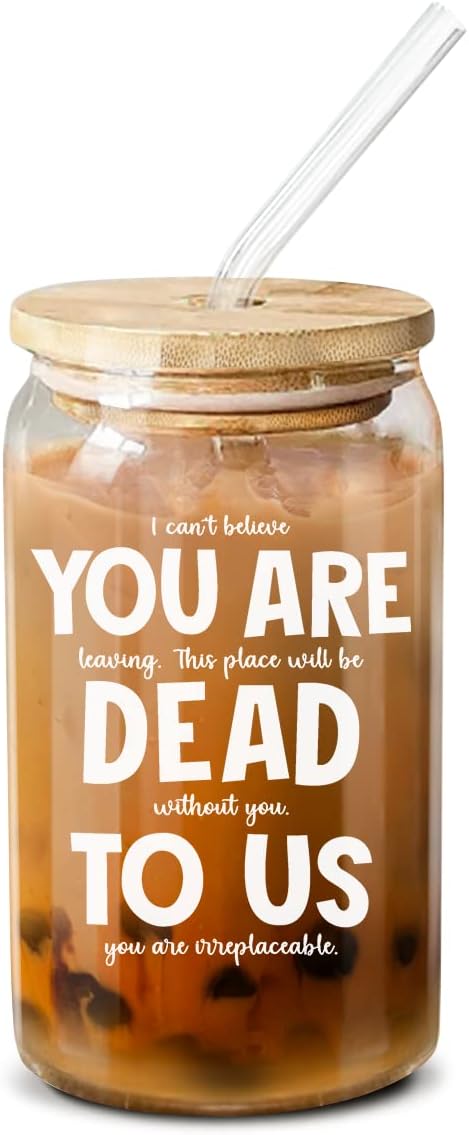NewEleven Coworker Leaving Gifts - Gifts For Coworker Farewell, Going Away, Goodbye, New Job - Good Luck Presents For Friends, Boss, Women, Work Bestie – 16 Oz Coffee Glass