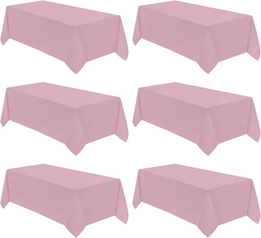 VidaFete Tablecloth 6 Pack 90 * 132inch Rectangle Table Cloth Polyester, Stain Wrinkle Resistant Polyester Dining Table Cover for Kitchen Dinning Party Wedding Rectangular Buffet Decoration(Pink)