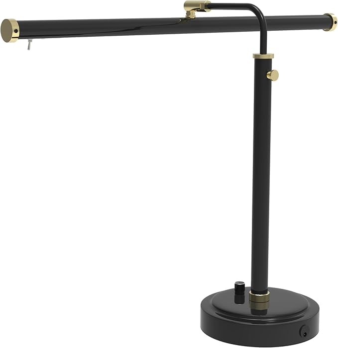 Cocoweb Black with Brass Accents 19" Shade, 12-16" Adjustable Height Upright Piano Lamp - PLED100AD