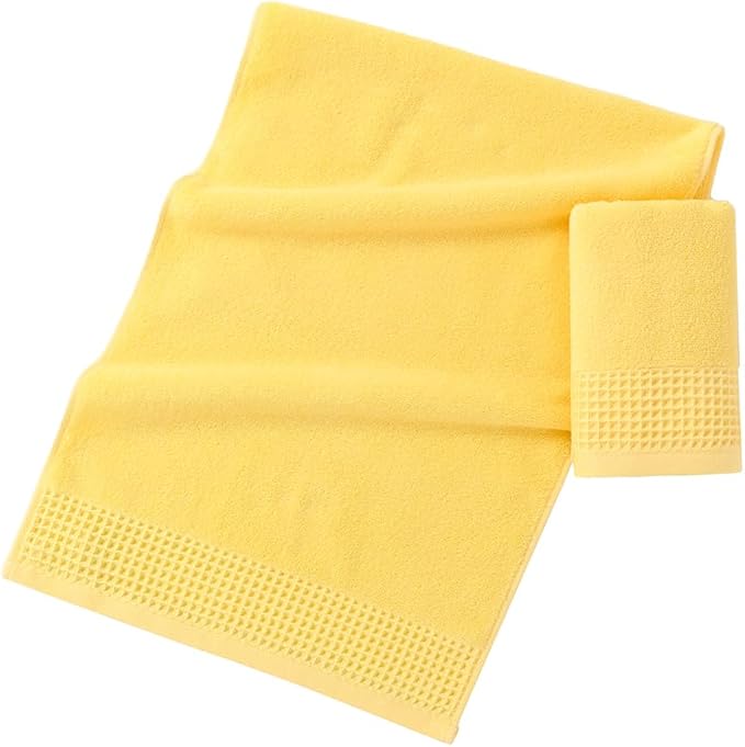 sense gnosis Yellow Hand Towel Set of 2 Super Soft 100% Cotton Quick Dry Absorbent Waffle Weave Decorative Bath Hand Towels for Bathroom 13" x 29"