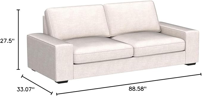 LEISLAND 88.58" Modern Sofas Couches for Living Room, Chenille Sofas & couches with Square Armrest, Removable Low-Back Sofa Cushion and Detachable Sofa Cover/Easy to Install(Beige)