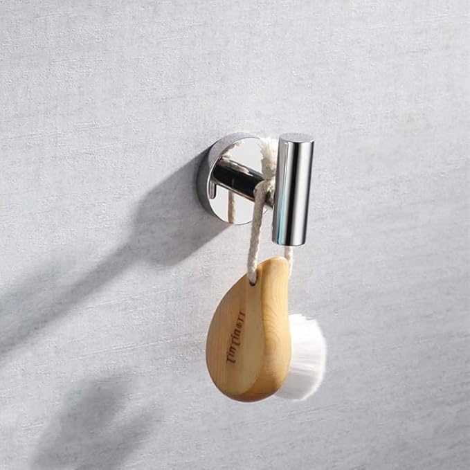 Chrome Bathroom Hardware, Polished Silver Toilet Paper Holder Towel Ring Robe Hook Wall Mount Hand Towel Holder Set Tissue Roll Holder with Double Post Accessories SUS304 Stainless Steel 3pc