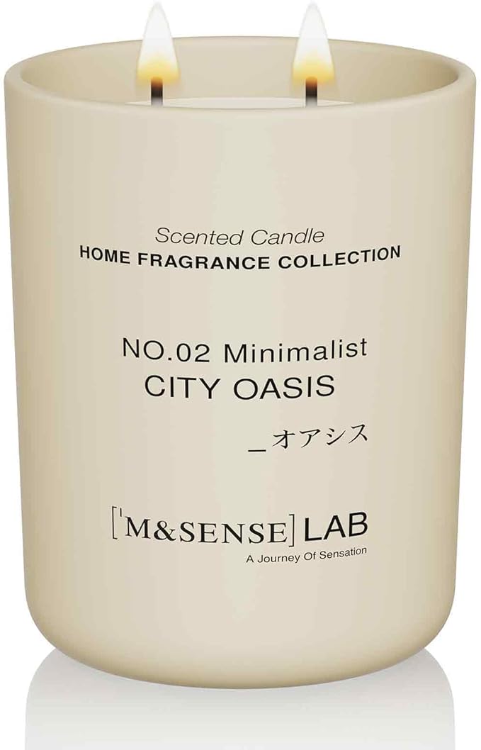 M&SENSE Natural Soy Candle| City Oasis | 16.6 oz, 95H Burn | Minimalist Christmas Scented Candle for Relaxation, Gifting, Home Décor | for Bedroom, Office, Party Large