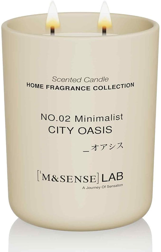M&SENSE Natural Soy Candle| City Oasis | 16.6 oz, 95H Burn | Minimalist Christmas Scented Candle for Relaxation, Gifting, Home Décor | for Bedroom, Office, Party Large