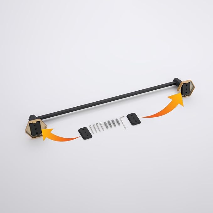 GERZWY 24'' Bathroom Towel Bar Stainless Steel Towel Holder for Bath Kitchen Cabinet Heavy Duty Towel Rails, Black & Gold
